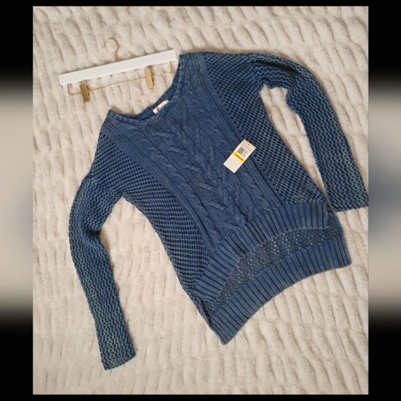 5 Twelve Sweaters - Nordstrom Rack Blue Cable Knit Women's Sweater
